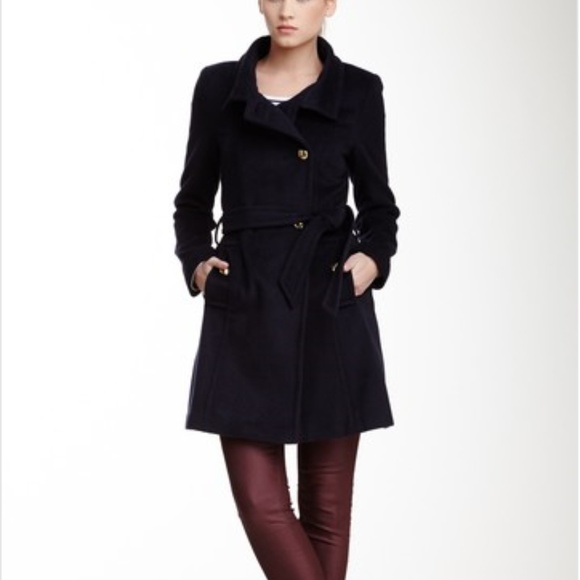 Tahari Izzy Funnel Collar Wool Blend Coat - Picture 9 of 16